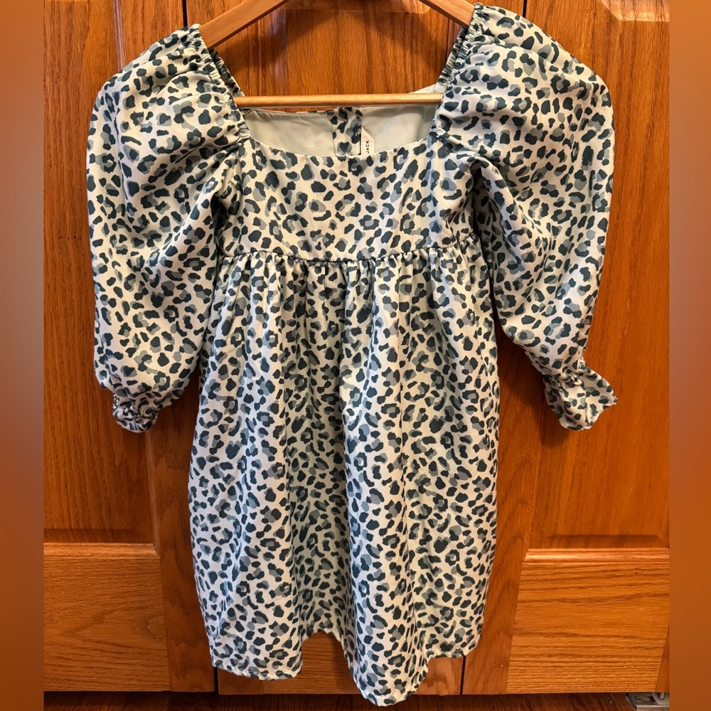 Janie and Jack Cream and Blue Animal Print Dress